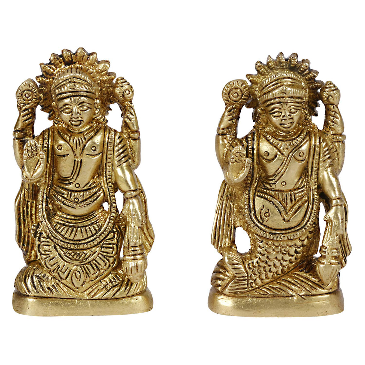 ARTVARKO Brass Dasavatharam of Lord Vishnu Statues Ten Incarnations Avatars Idol Murti Temple 3 Inch.
