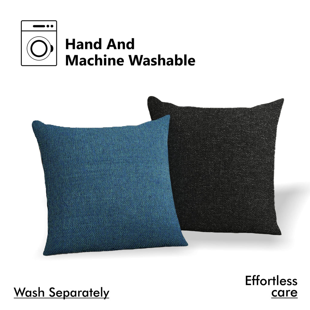 Yellow Weaves Jute Texture 250 TC Cushion Covers, 24 X 24 Inches, Multicolour, Set Of 3