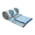 BLOCKS OF INDIA 100% Cotton Dohar King Size Reversible Hand Block Printed Malmal Summer Dohar/Blanket (Blue Rose)-300 TC Kafalo