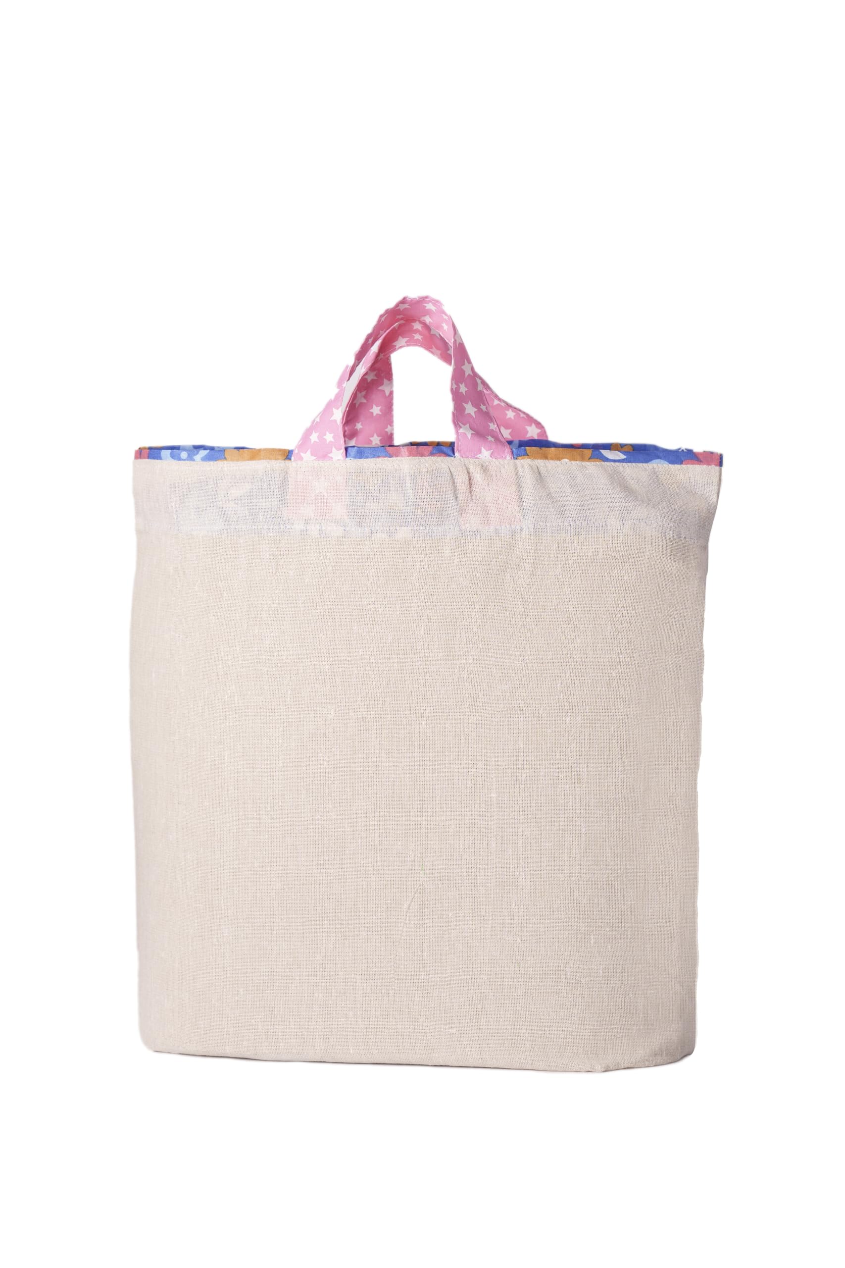 Homemaker Hydi Bags 100% Cotton Reusable Grocery Shopping Bag | Foldable Easy to Carry Vegetable Bag | Eco-Friendly (18 x 18 Inch) Combo Pack of 5