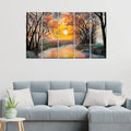 VIBECRAFTS Forest Sunset 5 Pieces Canvas Wall Painting For Home | Office | Living Room | Gift (PTVC5Pcs4_8511N)