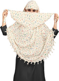 Sclout Soft Cotton Breathable Sun Protection Scarf Dupatta Usable for vehicle Driver | White Printed Design Stoles | Universal Size | For Girl & Women | Light Weight (Scarf - Music)