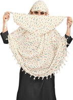 Sclout Cotton Breathable Sun Protection Scarf Cum Mask Usable for vehicle Driver | White Printed Design | Universal Size | For Girl & Women | Light Weight (Music)