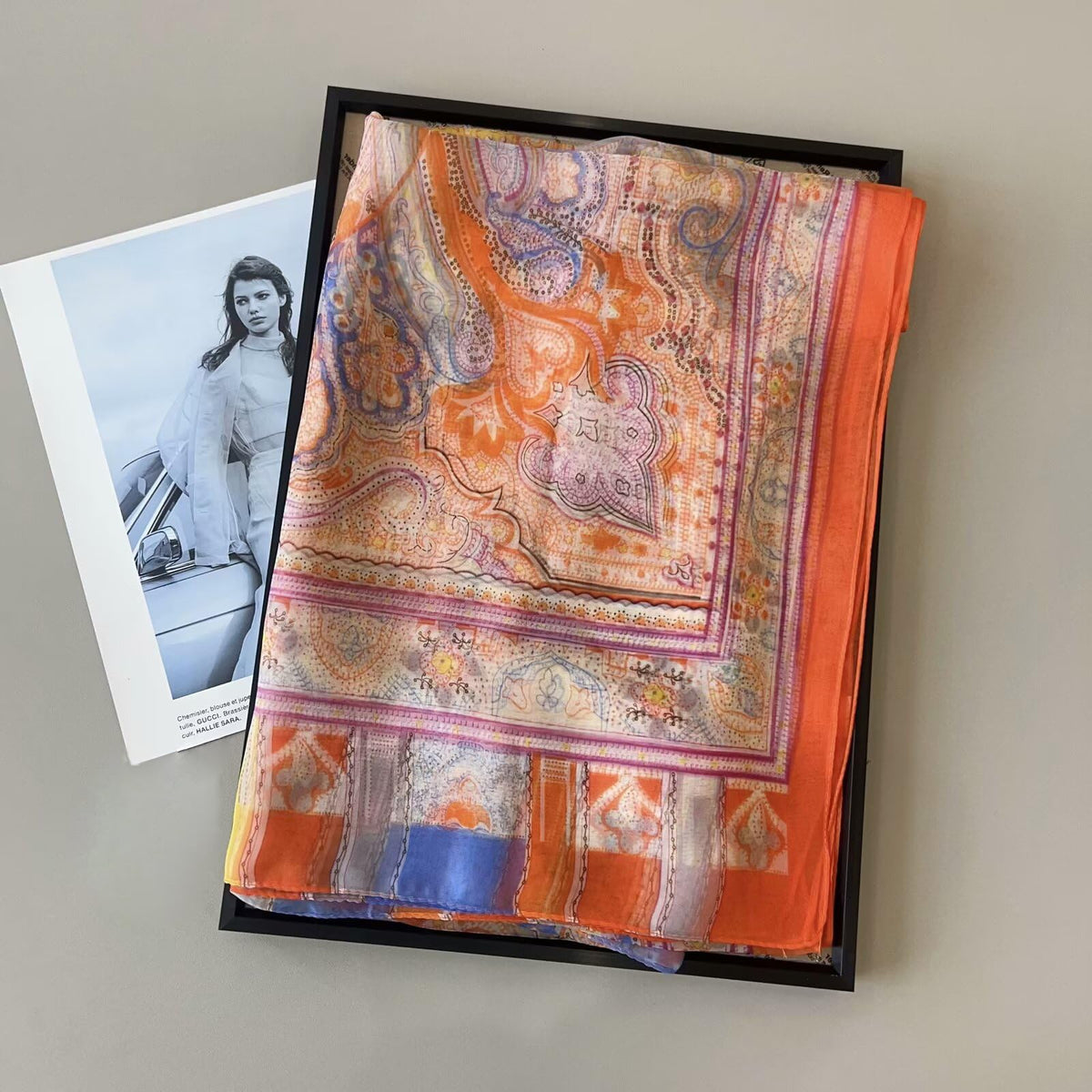 CrossKulture Scarf Stole for Women - 185 x 135 cm Chiffon Scarf with Floral Print | Lightweight Soft Stole for Girls | Satin Feel Neck Wrap | Women Accessory (Colour31)