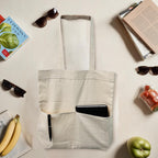 PRINT GALLI 100% Organic Cotton Canvas Tote Bag with Dual Front Pockets | Eco-Friendly, Off-White & Spacious Design | Ideal for Shopping, Travel, and Daily Use | Holds Up to 15 Kg