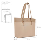 Fastrack Women Croco Core Laptop Tote Bag,Faux Leather Shoulder Bag,Fits 15-Inch Laptop,Organised Office Bag With Zip Pockets,Work & College Bag Beige