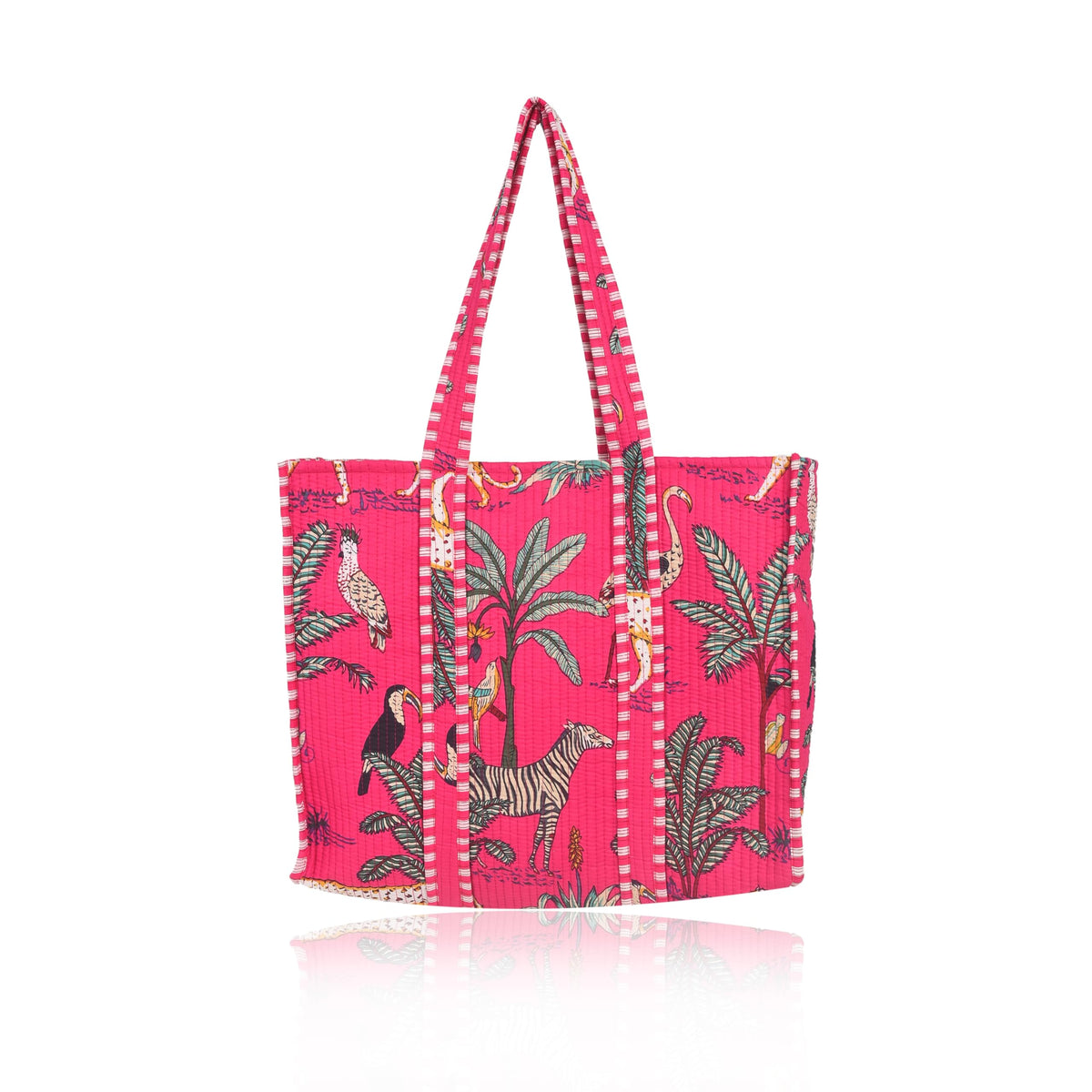 Handmade Beautiful Premium Cotton Printed Reversible Tote Bag Grocery Shopping Bag Travel Bags 18x15x5.5 Inch
