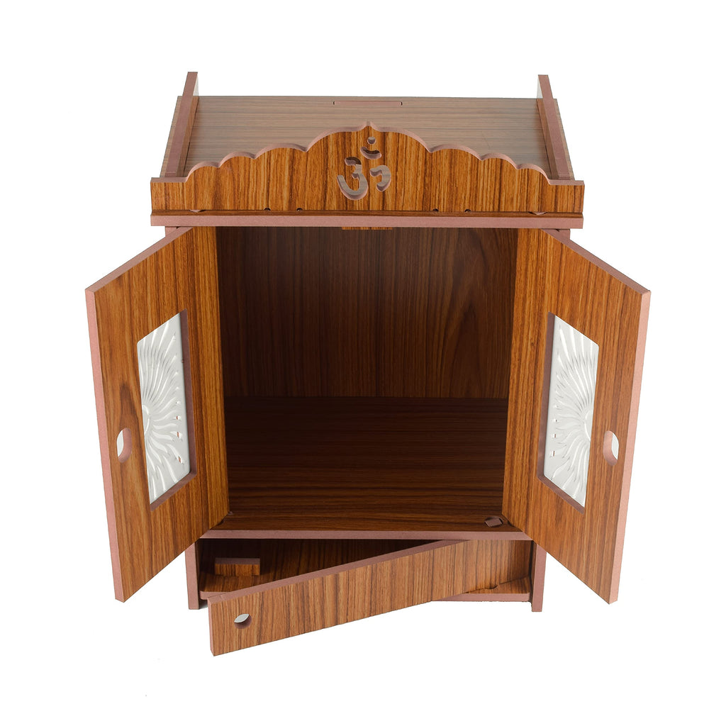 HIOLTY Fully Handmade Beautifull Medium Size Wooden Home and Office Temple/Pooja Mandir Pooja ghar with Door (Thickness :- 8 MM, 2 Side Pre Laminated, Pre Assembel)