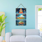 Artvibes Ganesha with Elephants & Turtle Mandala Art Auspicious Wooden Art Work Wall Hanging For Properity | Spiritual Decor Items | Wall Poster| Stylish Modern Decor Item | Gift Items (WH_9446N)
