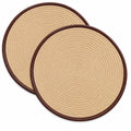 VIBGYOR Decor Dining Round Jute Table Mats | Heat Resistant, Non-Slip, Washable & Anti-Skid Round Placemats | Durable Cotton Table Mats for Home, Kitchen & Restaurant (2, Brown with Brown Border) Kafalo