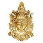 ARTVARKO Brass Tara Face Tibetan Buddha Idol/Deity Mask Wall Hanging Showpiece (11 Inches Height,)
