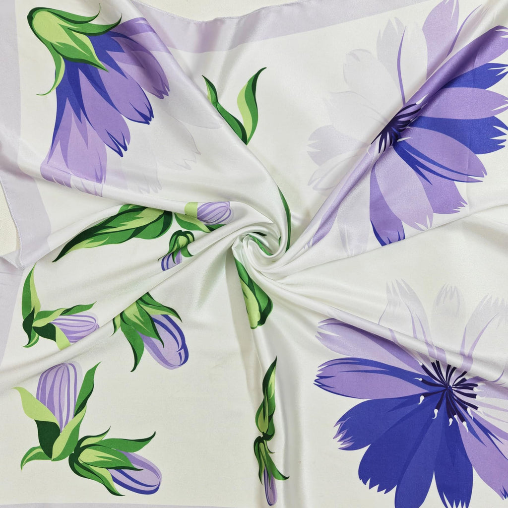 ONE ECHELON Satin Silk Small Neckerchief Square Scarf (Violets)
