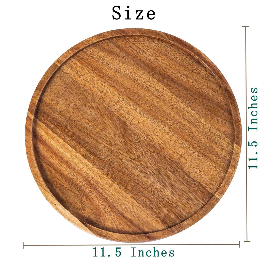 GENRICE 11.5 Inches Candle Holder Tray Home Decor, Round Wood Tray for Coffee Table, Small Wooden Serving Tray, Decorative Trays for Home Decor