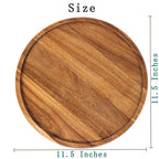 GENRICE 11.5 Inches Candle Holder Tray Home Decor, Round Wood Tray for Coffee Table, Small Wooden Serving Tray, Decorative Trays for Home Decor