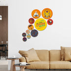 Artvibes Nature Round Shape MDF Wooden Wall Decor Items | Art For Wall | Door Decoration Items | Paintings For Wall | Wall Illustrations | Handcrafted Art | Unique Gift Items (WPS_104N), Set of 11