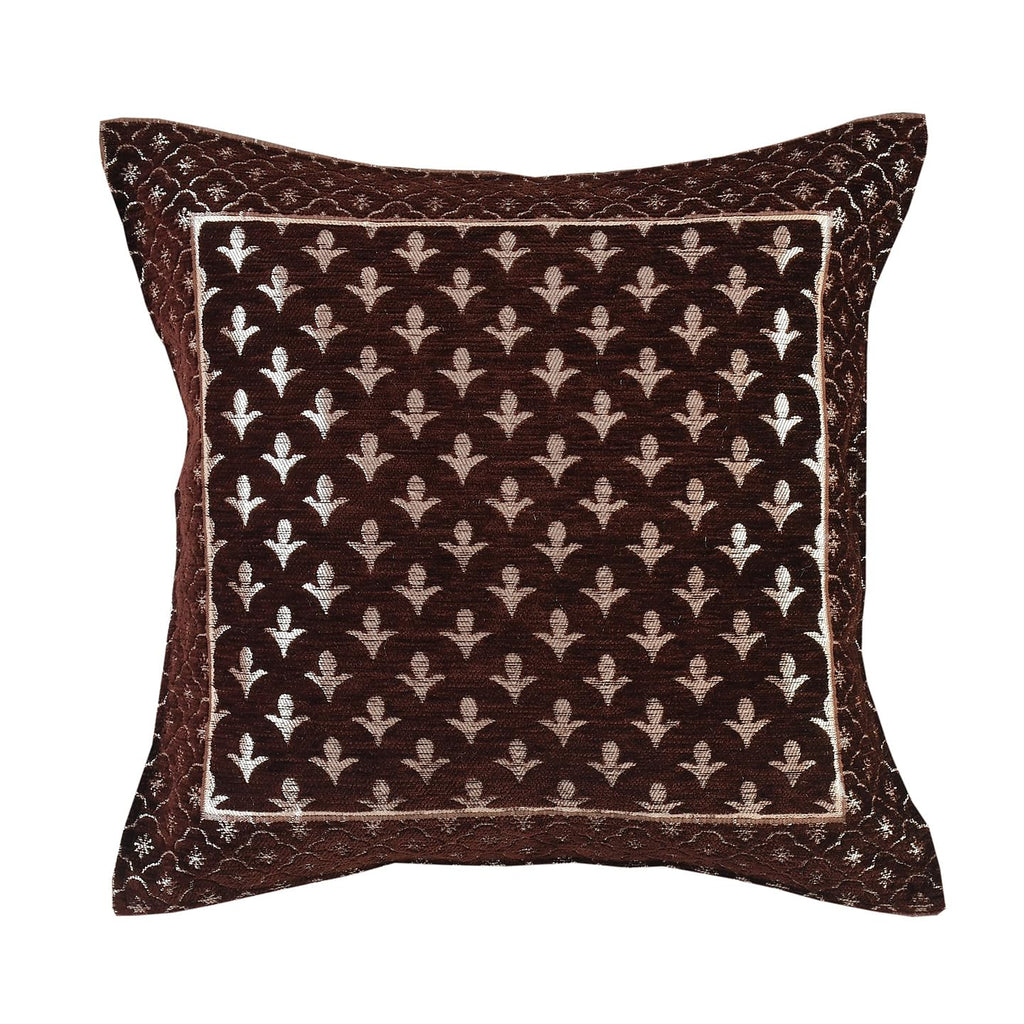 DECOMIZER Jacquard Geomteric Cushion Covers 16 Inch X 16 Inch Set Of 3 Ethnic Motifs 240 TC Cushion Covers,Design- Star,Color- Coffee