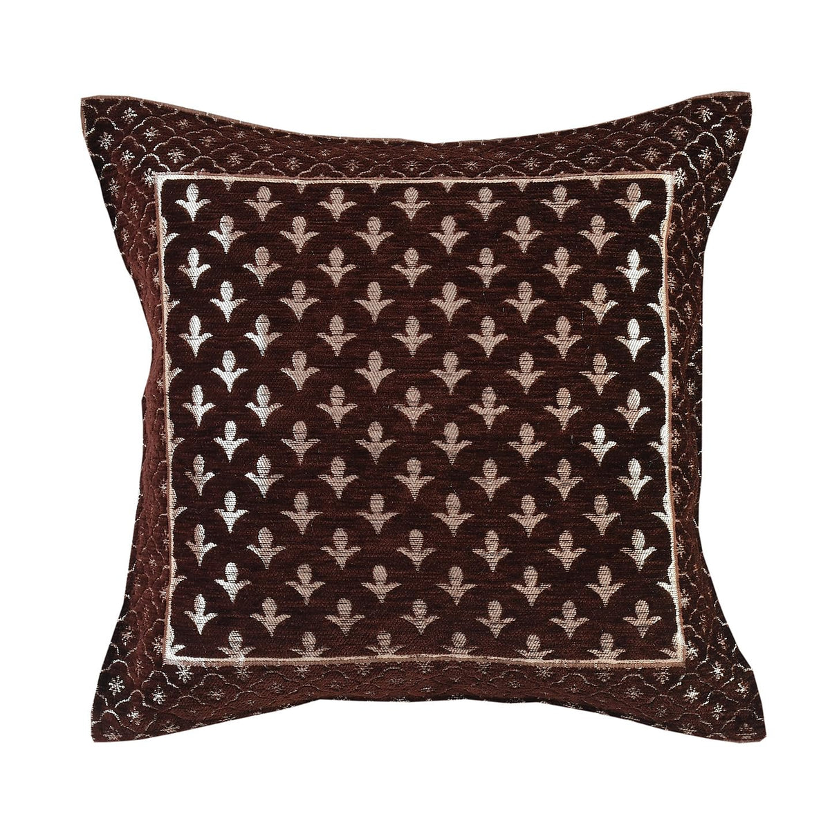 DECOMIZER Jacquard Geomteric Cushion Covers 16 Inch X 16 Inch Set Of 3 Ethnic Motifs 240 TC Cushion Covers,Design- Star,Color- Coffee