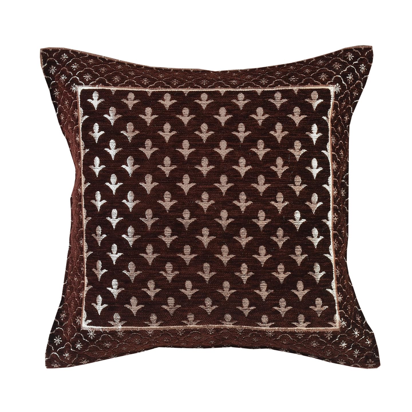 DECOMIZER Jacquard Geomteric Cushion Covers 24 inch x 24 inch Set of 2 Ethnic Motifs Cushion Covers,Design- Star,Color- Coffee-240 TC