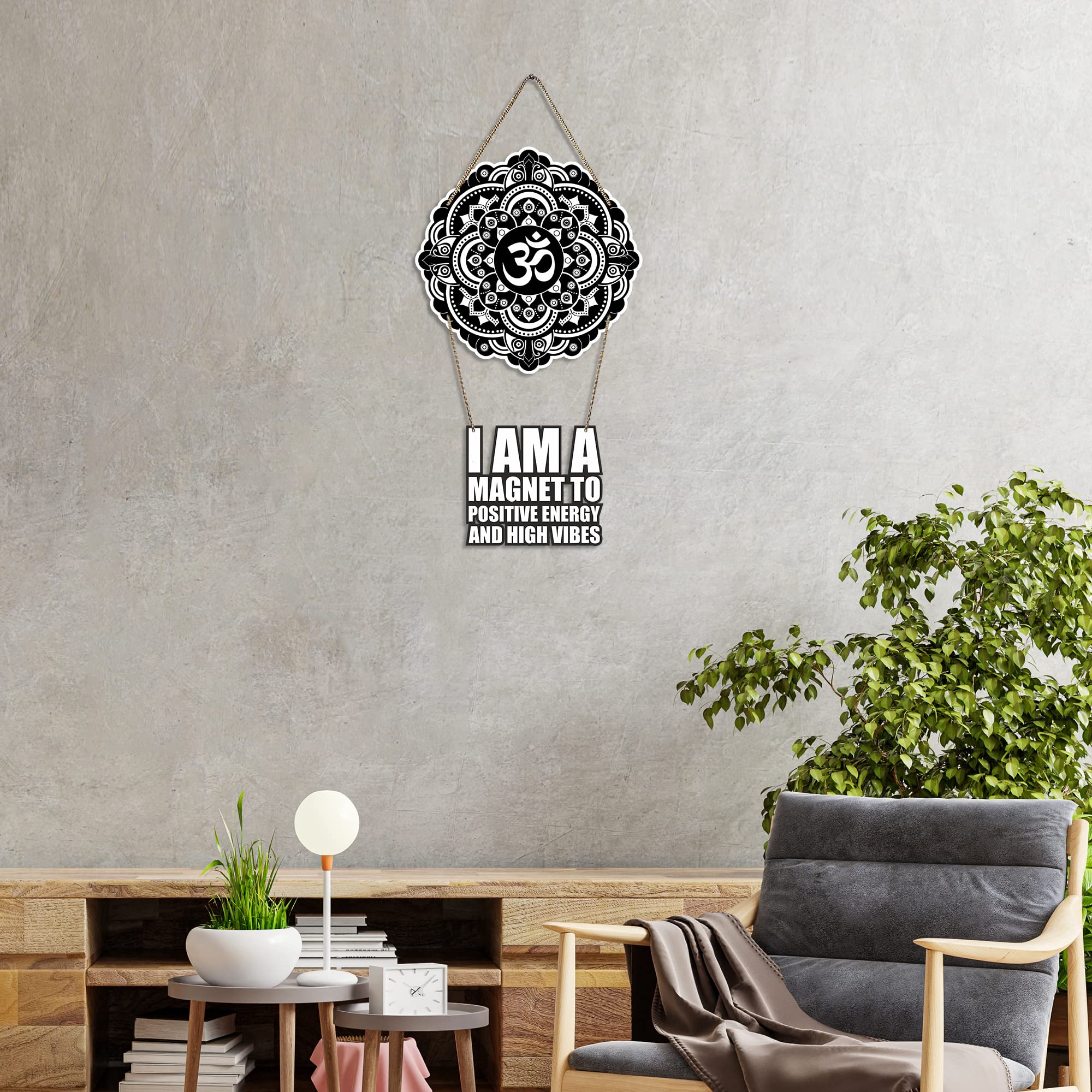 Artvibes I Am A Magnet To Positive Energy Decorative Wall Hanging Ornaments | Quotes Decor Item | Wall Illustrations | Office Decor | Wall Art Print | Inspirational quotes | Gift Items (WH_5717N)
