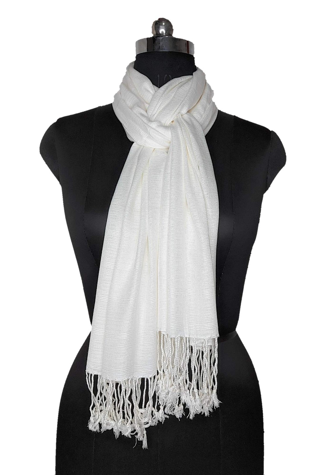 Chandwasia Viscose Scarf Stole & Shawl | Soft Lightweight Fabric | Stylish Scarves for Girls, Ladies, Women & Men | Suitable for Summer and Winter Wear - 28x72 Inches, White