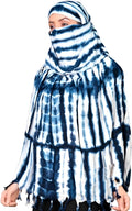 HETVIN Cotton Long Scarf Cum Mask Scarves Usable for Vehicle Driver | White Printed Design Fabric | Universal Size | Soft & Breathable Sun Protection | For Girl & Women (Leriya - Blue)