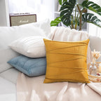 Khooti Velvet Striped Cushion Cover Pack of 1-38 x 38 / 97 x 97 cm | Gold | Soft Pillow Covers Cushion Case for Sofa Bedroom Livingroom Chair Car, Cushion Cover with Zig Zag Pattern