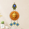 Artvibes Sun Face Evil Eye Wall Hanging for Home Entrance Door Decor | Nazar Battu Protection Hanging for Living Room Bedroom Office | Vastu Positive Energy Good Luck Decorative Gift (WH_85125N)