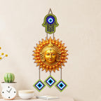 Artvibes Sun Face Evil Eye Wall Hanging for Home Entrance Door Decor | Nazar Battu Protection Hanging for Living Room Bedroom Office | Vastu Positive Energy Good Luck Decorative Gift (WH_85125N)