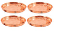 INDIAN ART VILLA Set of 4 Hammered Copper Thali Plate, Serveware & Dinnerware Home Restaurant, Diameter:- 13 Inch