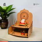 11 Strokes Samarpan Wooden Pooja Mandir for Home Small Size - Foldable DIY Wall Mount Devghar - Modern Singhasan for God & Small Wooden Temple, Puja Stand