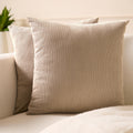 Encasa XO Corduroy Cushion Covers, No Inserts, Set of 2, Khaki