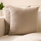 Encasa XO Corduroy Cushion Covers, No Inserts, Set of 2, Khaki