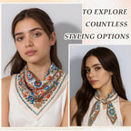 CoolShef Silk Satin Square Scarf for Women 70x70cm – Stylish Print Head Neck Scarf Bandana Neckerchief, Soft Lightweight Hair Accessory for Daily or Office