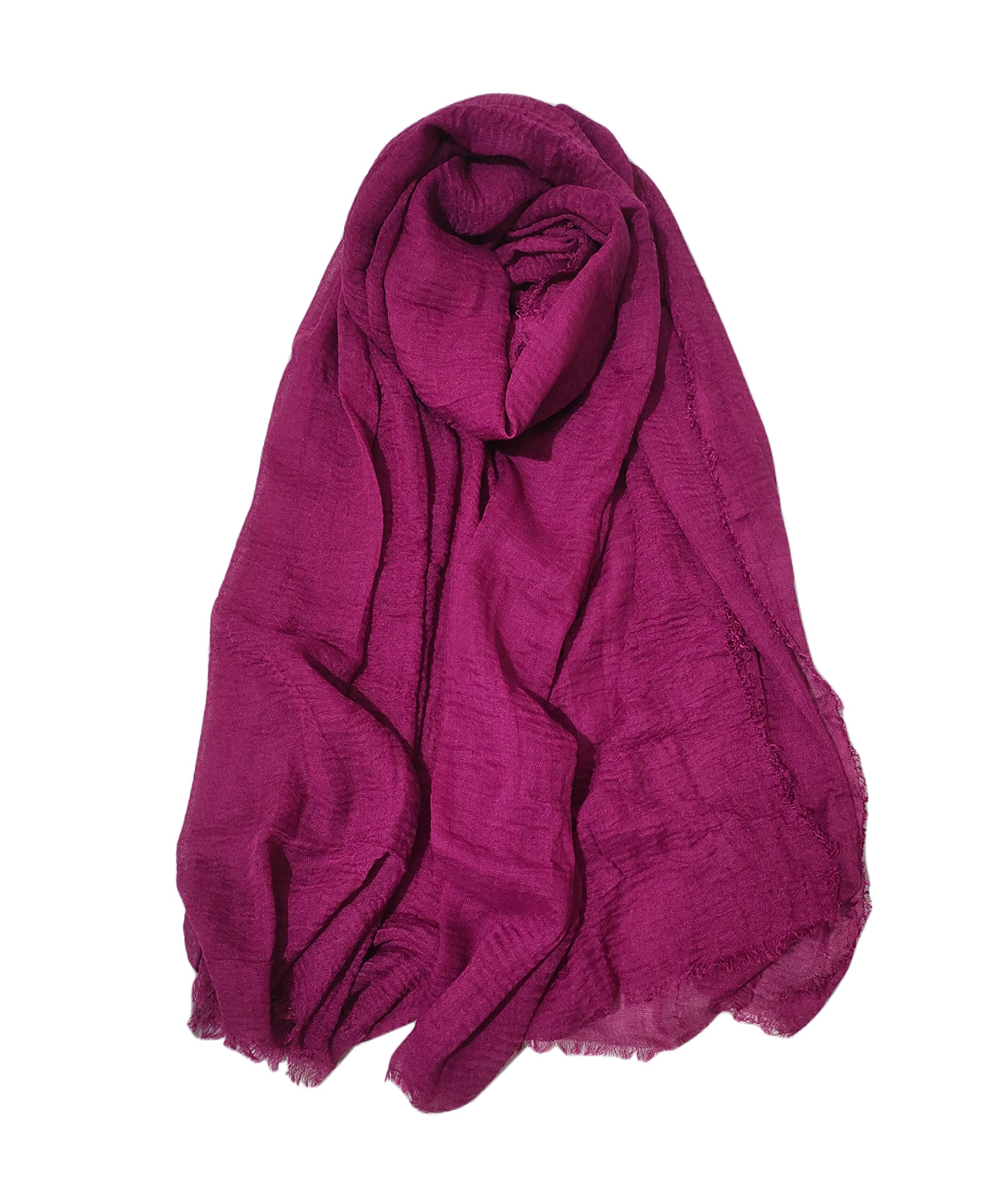 Iba & Isba Women's Plain Crinkled Scarves, Stoles, Hijab (76 x 36 inch) (Raisin)
