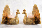 KridayKraft Metal Dancing Peacock Pair Vastu Figurine for Good Luck, Love and Prosperity | Aluminium Votive Candle Holder Showpiece for Diwali, Housewarming and Anniversary Gifting | Set of 2
