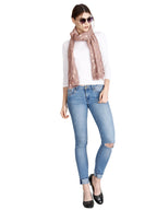 FabSeasons Casual Light Maroon Cotton Solid Scarf with Feathers Design Zari, Scarves, Stole, Duppatta & Shawl for Women & Girls for Summer & Winters, Size - 80 * 180 cms