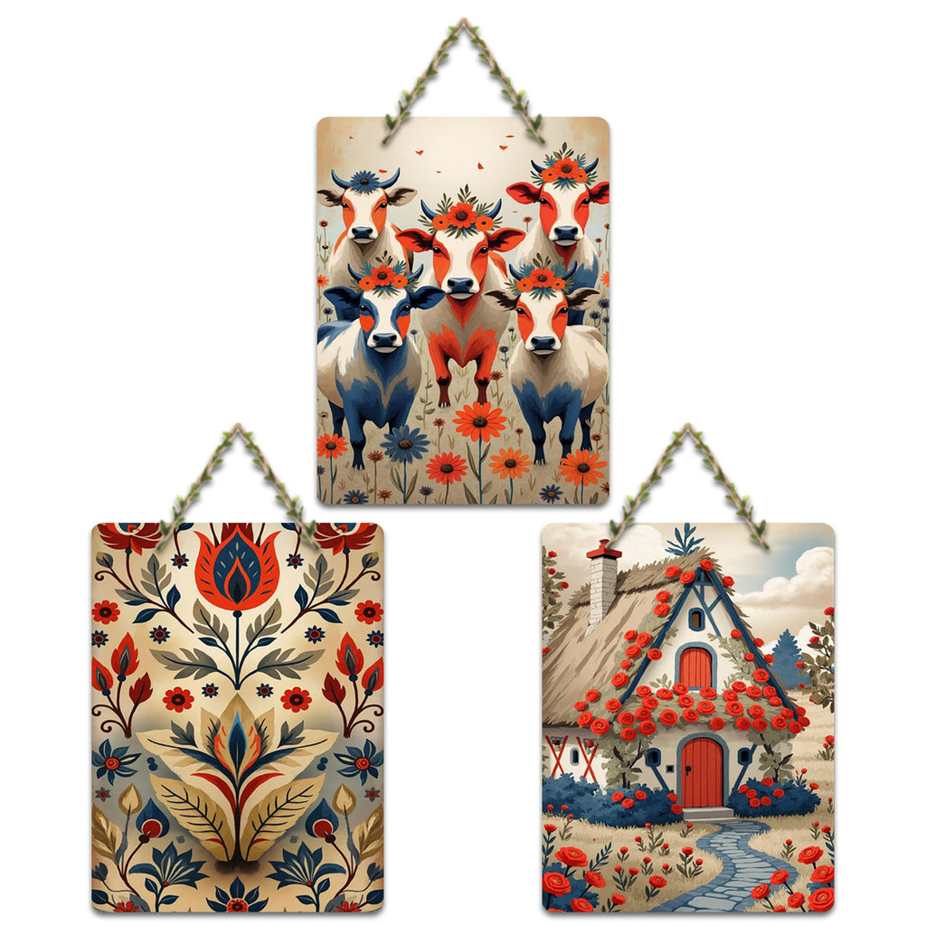 Artvibes Nature Theme Wall Art Hanging Decorative Wall Hanging Ornaments | Wall Sculpture | Signs & Plaques | Wall Accents | Graphic Artwork | Wall Poster | Ideal Gifts (WH_96110N), Set of 3