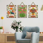 Artvibes Birds & Fish Traditional Indian Folk Art Home Decorative MDF Wooden Wall Art for Home | Office | Cafe | Aesthetic Wooden Decor | Graphic Artwork | Unique Gift Items (WH_9636N), Set of 3