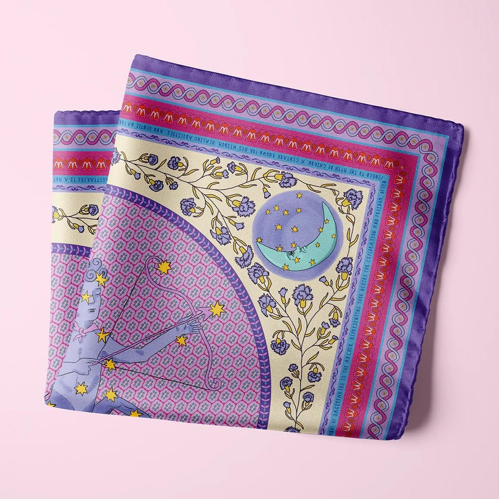 ULOS Women's Zodiac Signs Print Satin Scarf - Neck Scarf (Square) (22x22) (12 Designs)