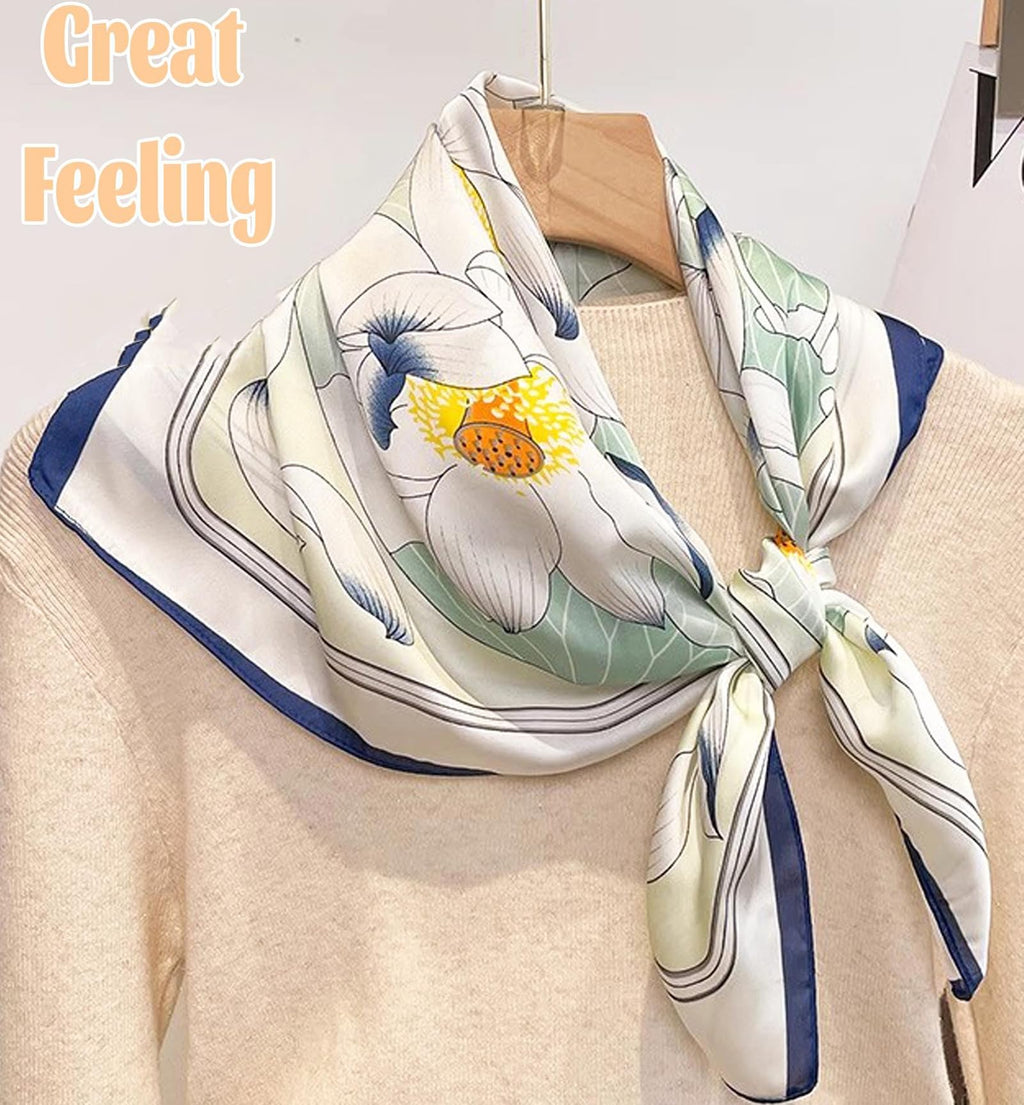 Zbdroxygen Silk Scarf for Women, Stylish Satin Scarf 70x70cm Square,Scarf for Women Elegant Head and Neck Accessory for Fashion, Travel and Gifting