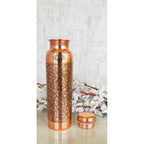 Indian Art Villa Copper Water Bottle, Dark Embossed Design, Ayurvedic Health Benefits, Brown (900 ml/0.9 Litre)