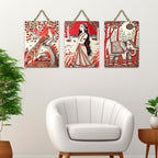 Artvibes Traditional Indian Nature Wall Decor Decorative Wall Art MDF Wooden Wall Hanger for Living Room | Home Decor | Wall Accent | Aesthetic Wooden Decor | Ideal Gifts (WH_96107N), Set of 3