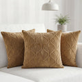 Yellow Weaves Jacquard Cushion Covers | Sofa Cushion Covers | Throw Pillow Cover for Sofa, Couch, Living Room| Removable & Washable | 16x16 Inches, Set of 3 (Golden Brown)