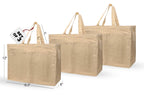 Shopping Bags with 6 Compartments (Set of 3) ; Cotton Canvas Bag for Vegetables, Fruits, Bottles, Grocery - Washable, Reusable Foldable Carry Bag