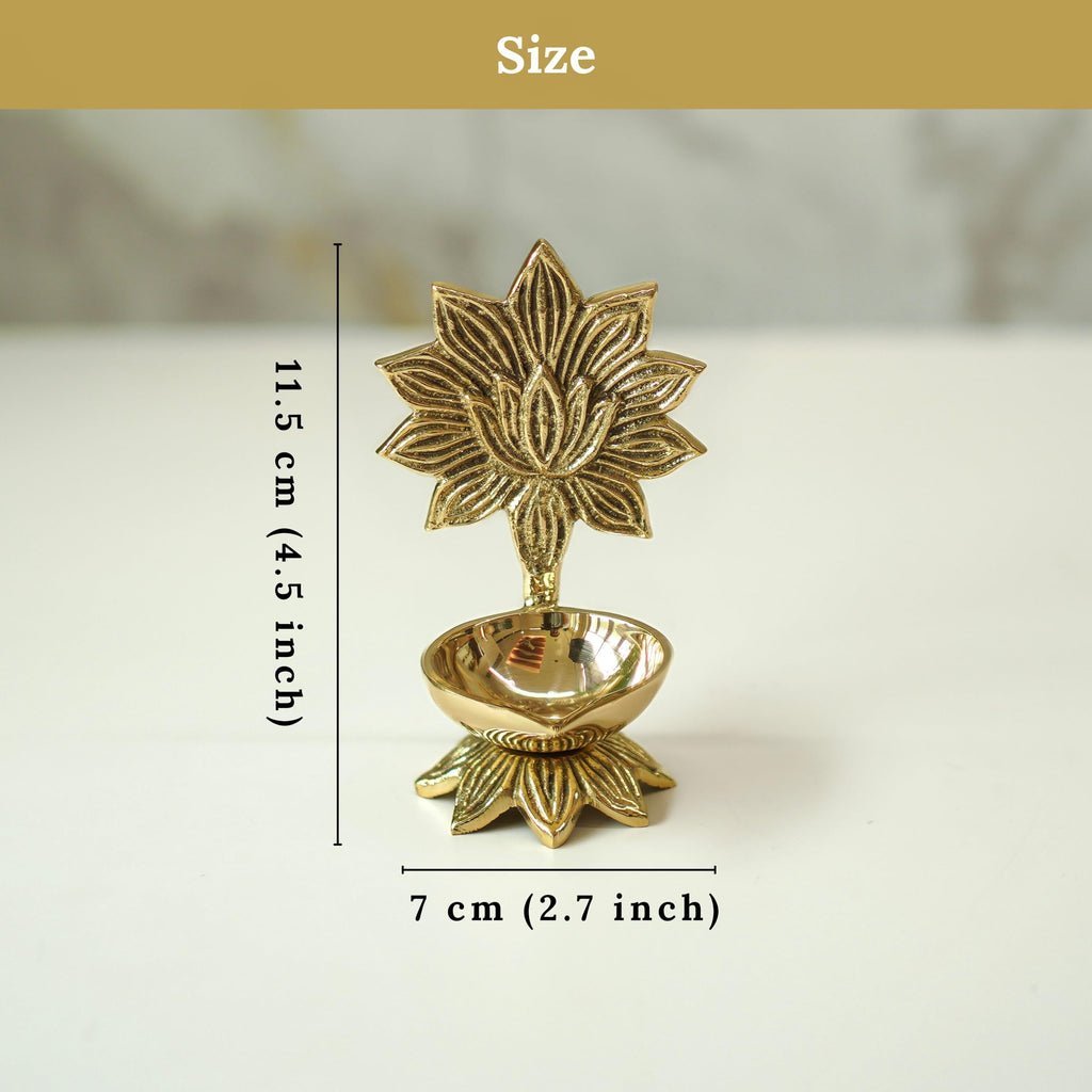 Behoma 100% Pure Brass Lotus Diya for Puja | Kamal Deepak Diya