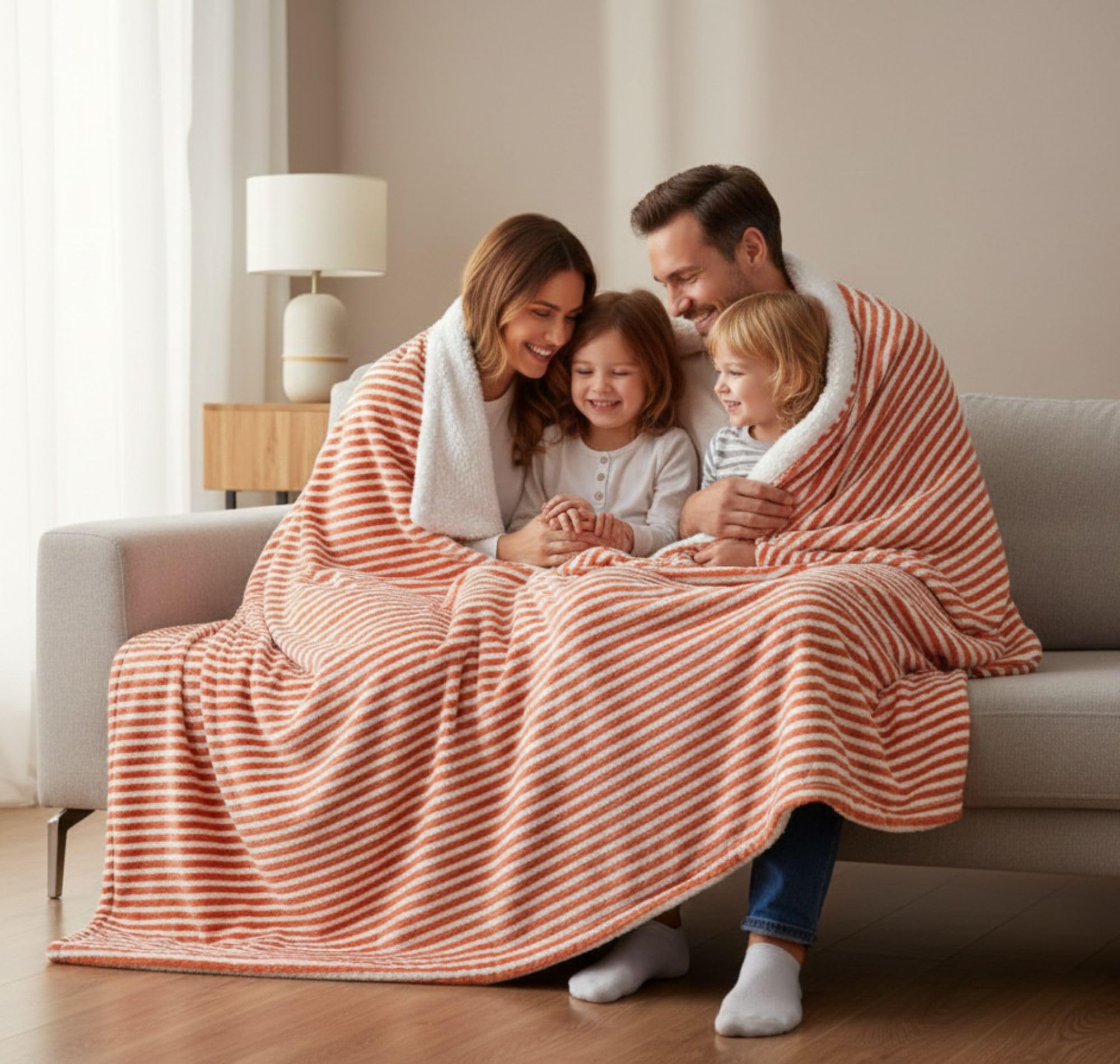 A Brand New - Umi Towel Sherpa Blanket for Winter Single Bed 500GSM, Ultra Super Soft Comfort & Luxury Fleece for Heavy Winter, Mid Winter & AC Room (60X90 Inches, Dark Orange & White) Kafalo