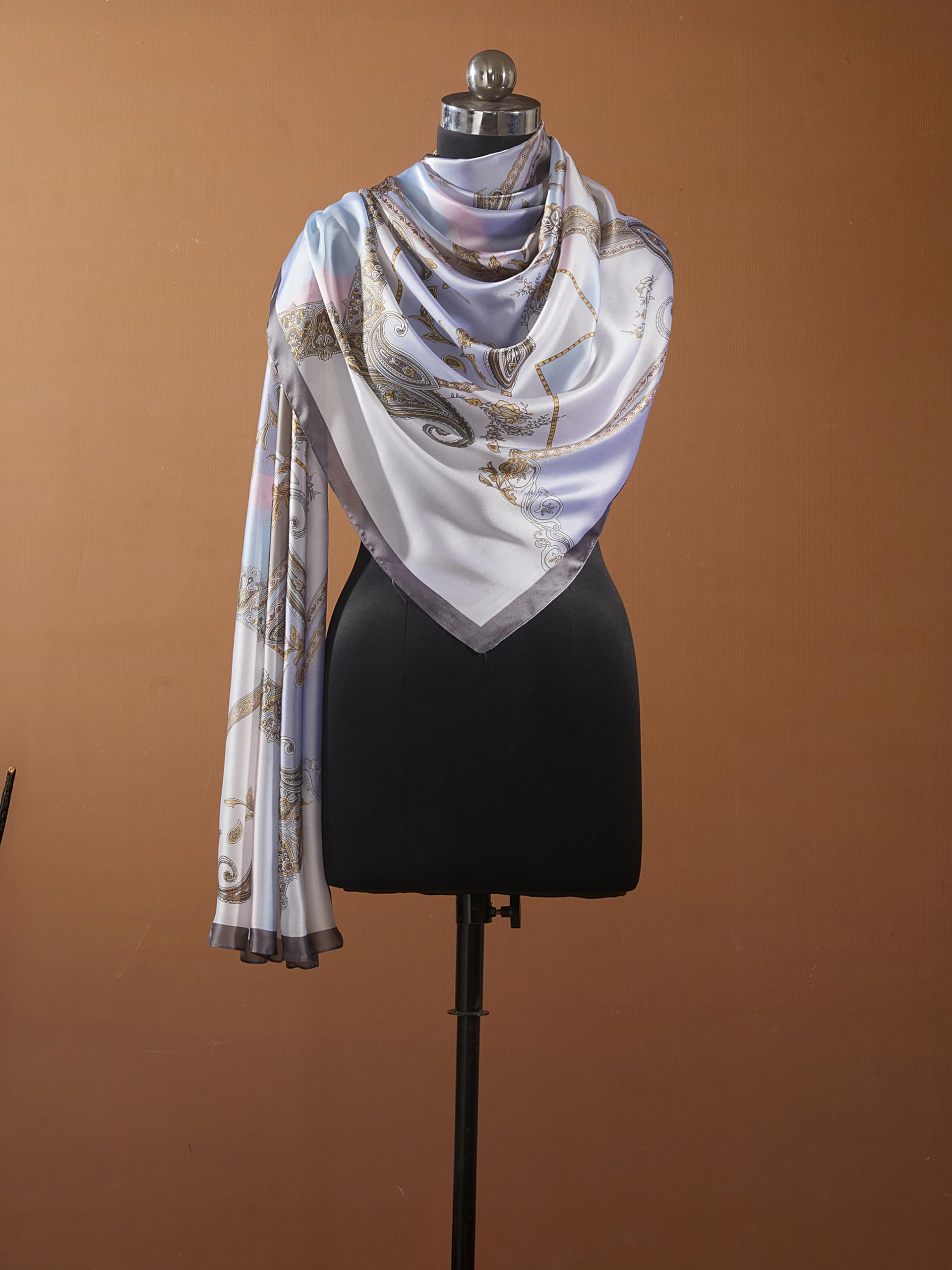 CrossKulture Two Toned Silken Satin Feel Scarf for Women | Stylish, Soft & Lightweight Stole | Satin Feel Neck Scarf, Hair Scarf, Head Scarf