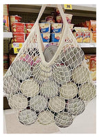 MSK Looms Eco Friendly Light Weight Cotton Net String Bag with Short Handle, Reusable Produce Bag for Fruits and Vegetable - White