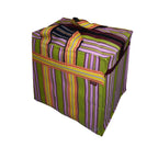 Bag2Basic (#B2B25NYXLZip) Reusable EXTRA LARGE Recycled Multicolour Cloth Tote Cum Handbag Jhola Under bed storage bag for clothes 20 x 14 x 12 inch with Zip closure