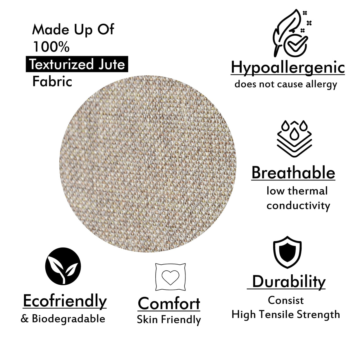 Yellow Weaves Jute Texture Cushion Covers, 16 X 16 Inches, Multicolour, Set of 5, 250 TC